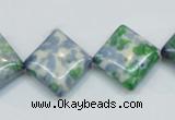 CRF53 15.5 inches 15*15mm diamond dyed rain flower stone beads