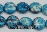 CRF69 15.5 inches 16mm flat round dyed rain flower stone beads