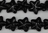 CRG21 15.5 inches 16*16mm star black agate gemstone beads wholesale