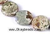 CRH08 different sizes coin sape natural rhyolite beads Wholesale