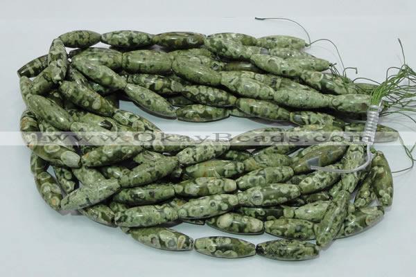 CRH106 15.5 inches 10*30mm rice rhyolite beads wholesale