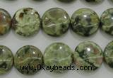 CRH142 15.5 inches 14mm flat round rhyolite gemstone beads