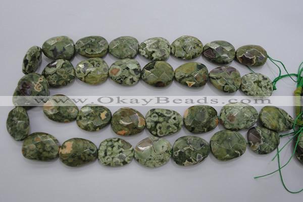 CRH150 15.5 inches 20*25mm faceted freeform rhyolite gemstone beads