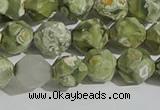 CRH555 15.5 inches 10mm faceted nuggets matte rhyolite gemstone beads