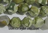 CRH556 15.5 inches 12mm faceted nuggets matte rhyolite gemstone beads