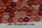 CRH600 15.5 inches 4mm round red rabbit hair quartz beads