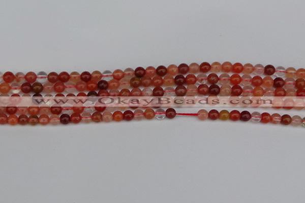 CRH600 15.5 inches 4mm round red rabbit hair quartz beads