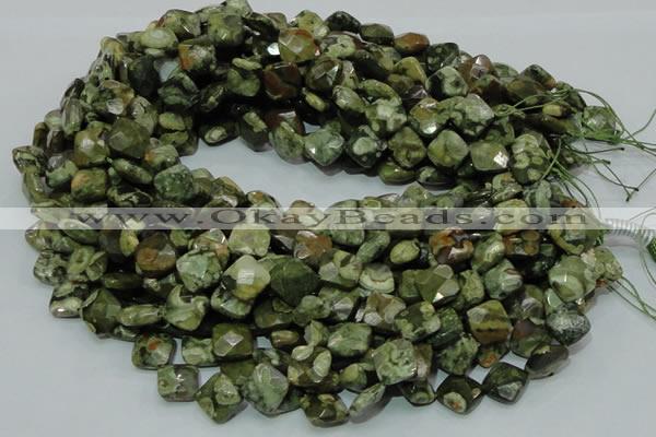 CRH73 15.5 inches 12*12mm faceted rhombic rhyolite beads wholesale