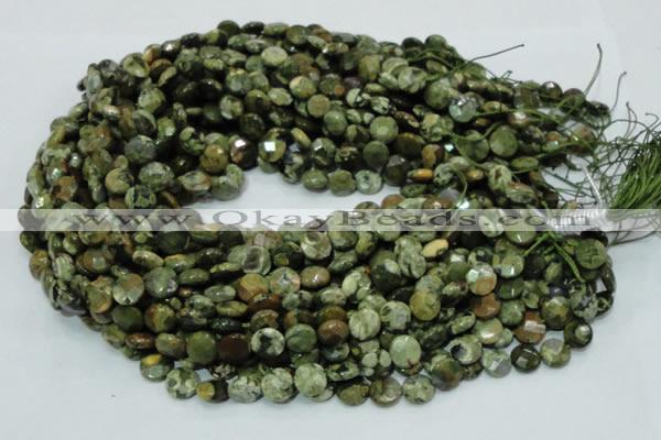 CRH83 15.5 inches 10mm faceted flat round rhyolite beads wholesale