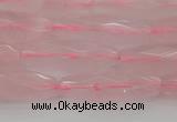 CRI02 15.5 inches 10*30mm faceted rice rose quartz beads wholesale