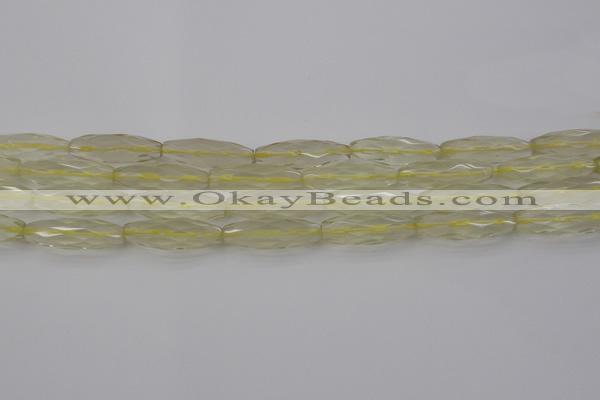 CRI03 15.5 inches 10*30mm faceted rice lemon quartz beads wholesale