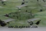 CRI07 15.5 inches 10*30mm faceted rice green rutilated quartz beads