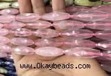 CRI117 15.5 inches 10*30mm faceted rice rose quartz beads