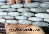 CRI119 15.5 inches 10*30mm faceted rice aquamarine beads