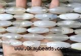 CRI124 15.5 inches 10*30mm faceted rice agate gemstone beads