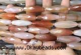 CRI126 15.5 inches 10*30mm faceted rice red agate gemstone beads