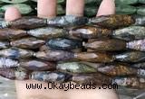 CRI130 15.5 inches 10*30mm faceted rice agate gemstone beads