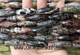 CRI141 15.5 inches 10*30mm faceted rice snowflake obsidian beads