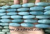 CRI146 15.5 inches 10*30mm faceted rice amazonite beads