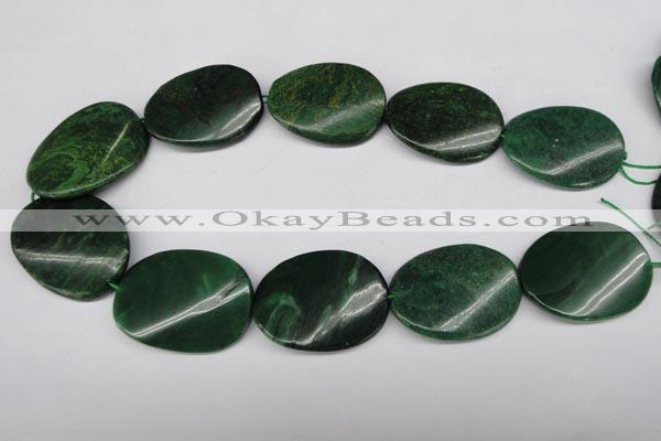 CRJ328 15.5 inches 30*40mm twisted oval African prase jasper beads