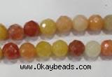 CRJ402 15.5 inches 8mm faceted round red & yellow jade beads