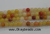 CRJ410 15.5 inches 4mm round red & yellow jade beads wholesale