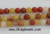 CRJ412 15.5 inches 6mm round red & yellow jade beads wholesale