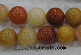 CRJ416 15.5 inches 14mm round red & yellow jade beads wholesale