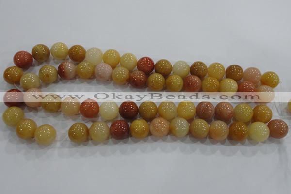 CRJ416 15.5 inches 14mm round red & yellow jade beads wholesale