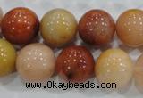 CRJ417 15.5 inches 16mm round red & yellow jade beads wholesale