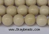 CRJ602 15.5 inches 8mm round white fossil jasper beads wholesale