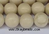 CRJ604 15.5 inches 12mm round white fossil jasper beads wholesale