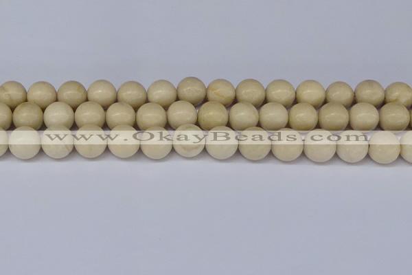 CRJ604 15.5 inches 12mm round white fossil jasper beads wholesale