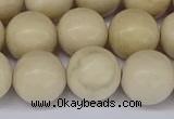 CRJ605 15.5 inches 14mm round white fossil jasper beads wholesale