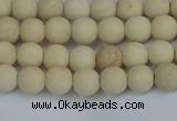 CRJ610 15.5 inches 4mm round matte white fossil jasper beads