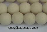 CRJ612 15.5 inches 8mm round matte white fossil jasper beads