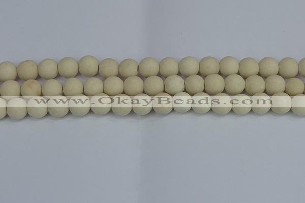 CRJ612 15.5 inches 8mm round matte white fossil jasper beads