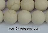 CRJ613 15.5 inches 10mm round matte white fossil jasper beads