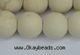 CRJ614 15.5 inches 12mm round matte white fossil jasper beads