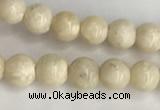 CRJ620 15.5 inches 4mmm round white fossil jasper beads wholesale