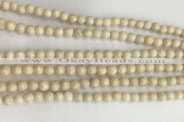 CRJ620 15.5 inches 4mmm round white fossil jasper beads wholesale