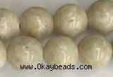 CRJ622 15.5 inches 8mm round white fossil jasper beads wholesale