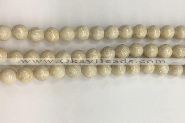 CRJ622 15.5 inches 8mm round white fossil jasper beads wholesale