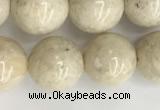 CRJ623 15.5 inches 10mm round white fossil jasper beads wholesale