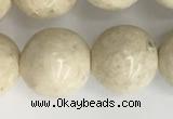 CRJ624 15.5 inches 12mm round white fossil jasper beads wholesale