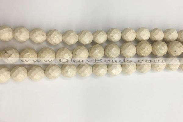 CRJ628 15.5 inches 8mm round white fossil jasper beads wholesale