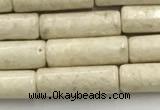 CRJ634 15.5 inches 4*13mm tube white fossil jasper beads wholeasle