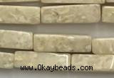 CRJ636 15.5 inches 4*13mm cuboid white fossil jasper beads wholeasle