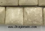 CRJ638 15.5 inches 12*12mm square white fossil jasper beads wholeasle