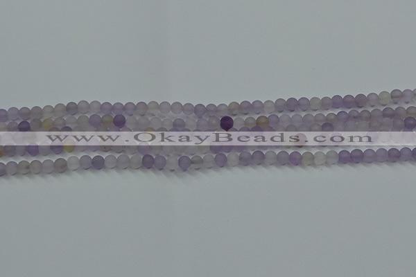 CRO1010 15.5 inches 4mm round matte amethyst gemstone beads